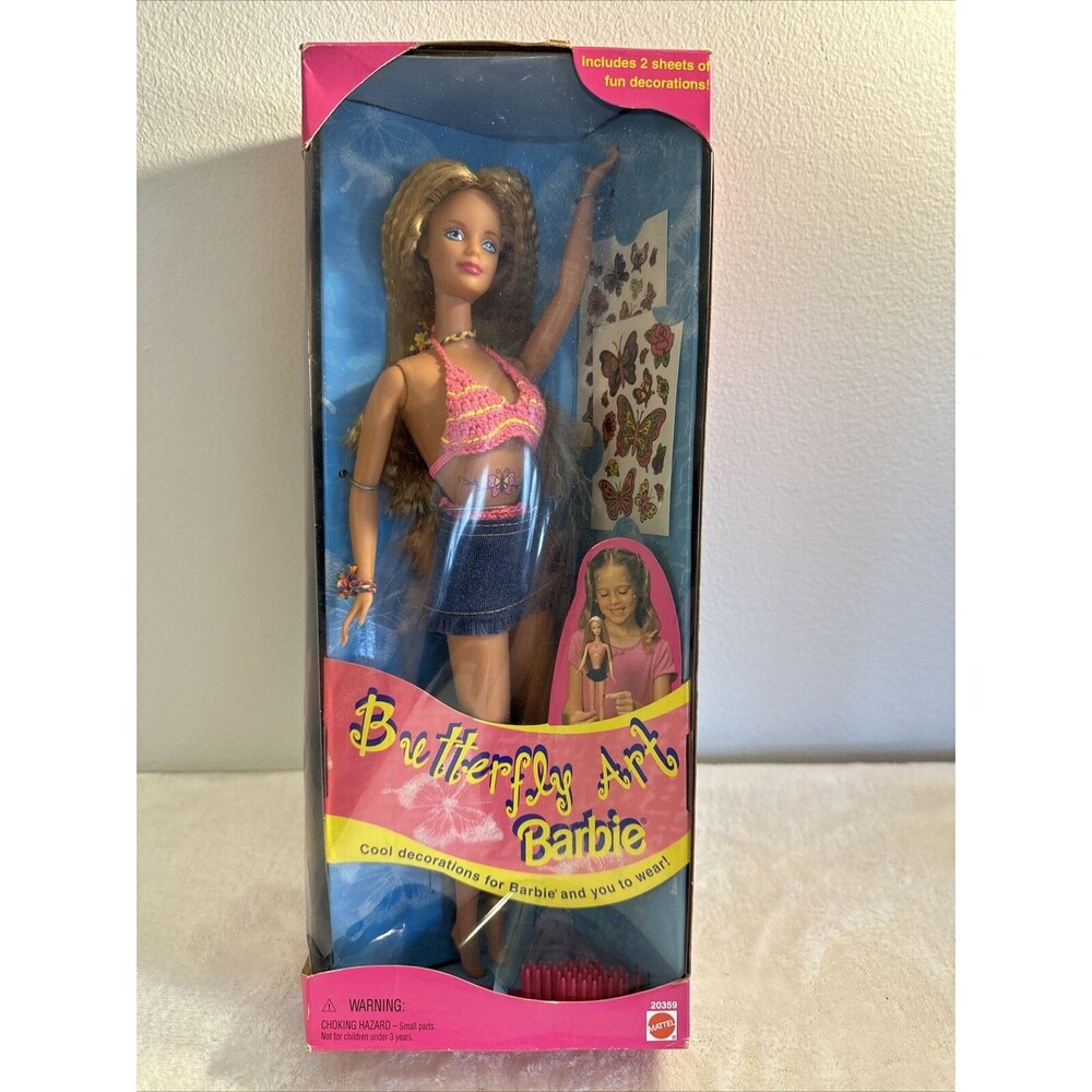 1998 Butterfly Art Barbie Doll Barbie ln Box Figure With Tattoos  #20359